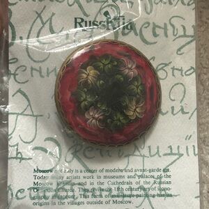 Russalia Red and Green Floral Brooch